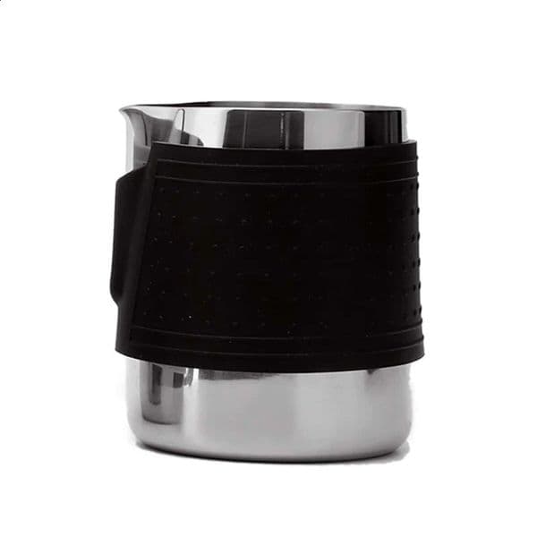 Leeseph Milk Frothing Pitcher Latte CupFrothing Cup with Anti-Scald Black Silicone Sleeve Cappuccino Milk FrothStainless Steel 260605