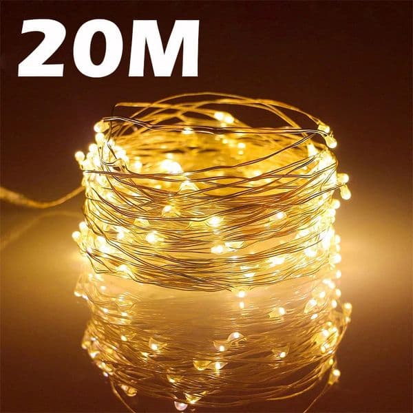 USB Led Fairy Lights Copper Wire String 20M 200LED Holiday Outdoor Lamp Garland For Christmas Tree Wedding Party Decoration 260605