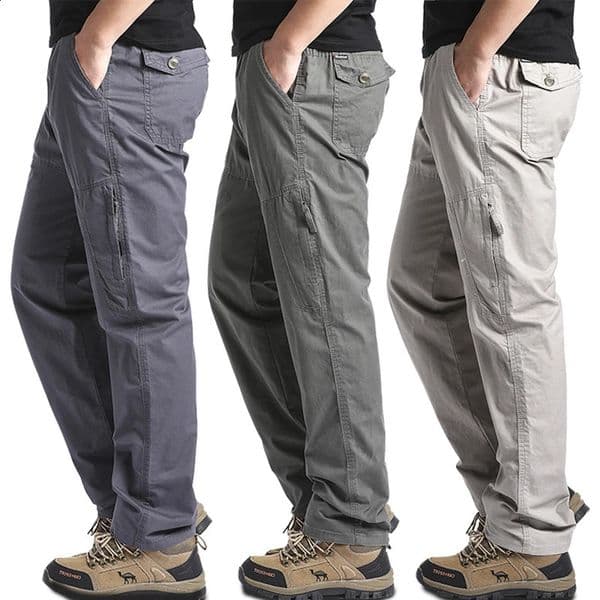 High Quality Mens Cotton Cargo Pants Casual Multiple Pocket Tacitcal Pants Spring Autumn Outdoor Camping Hiking Work Pants 260601