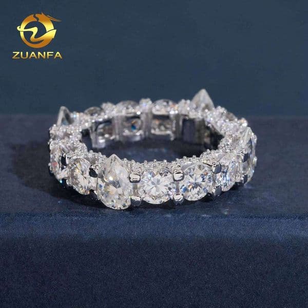 Trendy Iced Out Eternity Diamond Rings Unisex 925 Silver Hip Hop Pass Tester Fashion Moissanite Ring