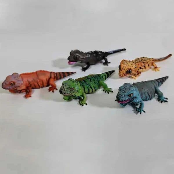 Gashapon Big Biological Map Gecko Lizard Blue-tongued Skink Simulation Movable Animal Action Figure Model Toys L260606C9M1