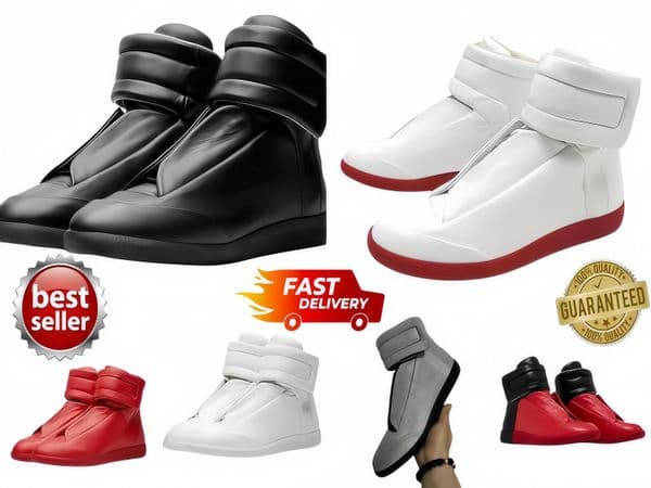 Designer Mens Shoes MM22 Maison Future High Top Sneakers Front Touch-strap Fastening Leather Round Toe Technical Party Dress Casual Walking