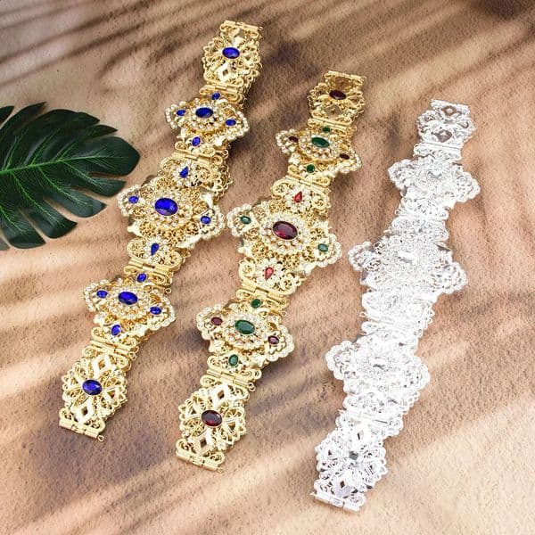 Sunspicems Chic Moroccan Caftan Belt Metal Waist Chain Size Adjustable Retro Wedding Banquet Festival Accessories 260603