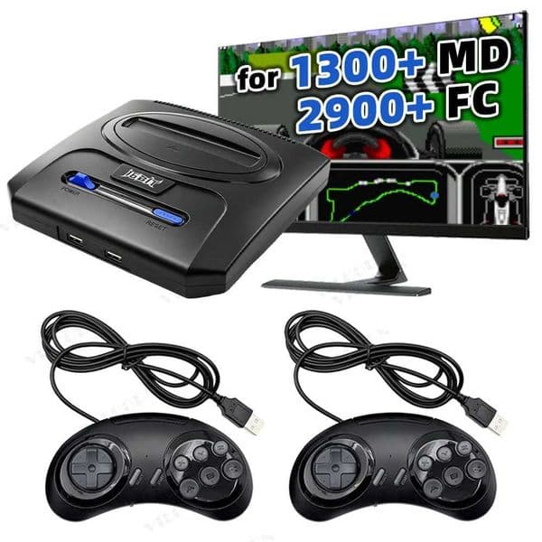 VILCORN 16Bit Retro Game Console HD TV Video Game System 2 Controllers Built-in 4000 Games for NES MD Sega Genesis Save Load T260608