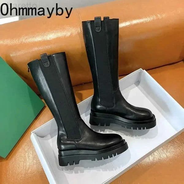 Boots Platform Long Women Knight Fashion Warm Fur Shoes Autumn Winter Square Heels Ladies Knee High BootiesR260608