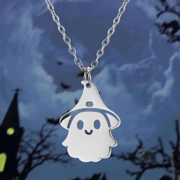 Fashion Stainless Steel Halloween Pendant for Women Men Black Cat Ghost Spider Pumpkin Necklace Friendship Jewelry Gift