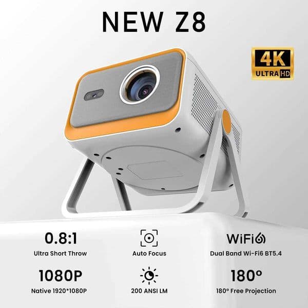 New Z8 Projector Ultra HD Android Smart Auto-Focus Portable Horizontal Home Projector L260608