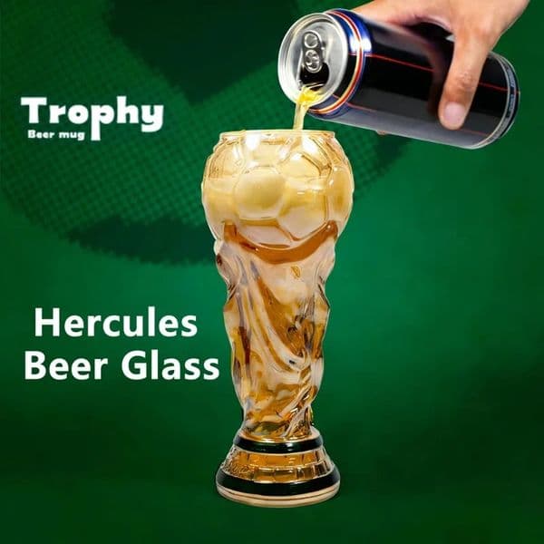 Football Soccer Trophy Shaped Beer Glass Cup Thickened Durable Sports Themed Mug for Bar Pub Party Fan Gift Home Drinkware 260603
