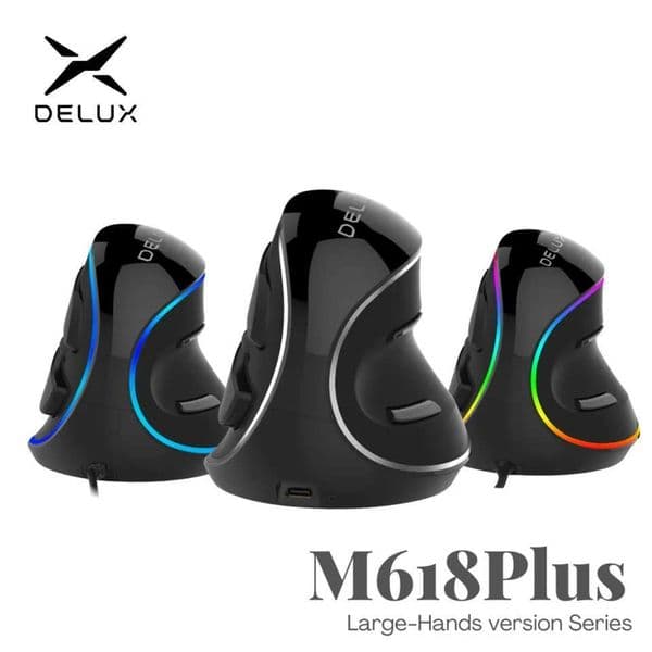 Delux M618 PLUS Vertical Mouse Gaming Wired Ergonomics Mice Wireless 6 Buttons 4000 DPI Optical Right Hand For PC Laptop Z260608
