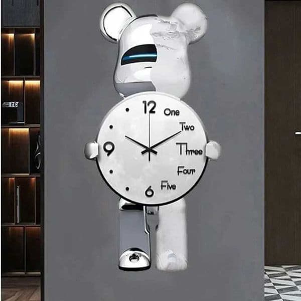 Silent Fashion Bear Creative Wall Clock Violence Bear Wall Indoor Clock Fashion Wall Clock Luxury Living Room Decoration GiftX240829 Y260608