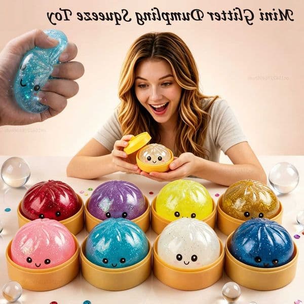 Pressure Glitter Dumpling Hot Ball Mini Sensory Squeeze Toy Realistic Steamer Bun Stress Reliever Soft Pinch Decompression Gifts C260608