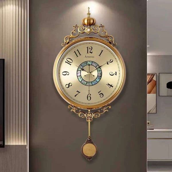 European Retro Living Room New Creative Clock Wall Mute High-end Quartz Type Home Decoration 26Y0608