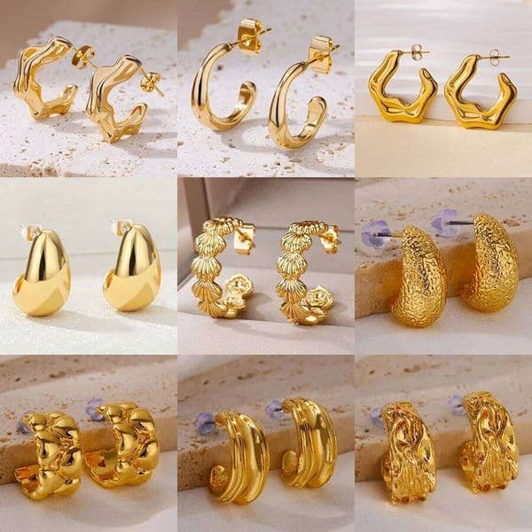 C-shaped Shell Earrings for Women Stainless Steel Waterdrop Teardrop Hoop Earring Fashion Piercing Ear Accessories Party Jewelry