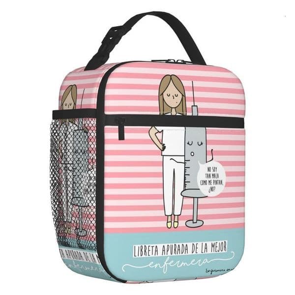 Cartoon Ladies Nurse Doctor Printed Portable Lunch Box for Women Leakproof Thermal Cooler Food Insulated Bag Picnic Tote 260605