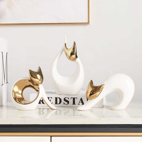 Abstract Cat Ceramic Living Room Ornament Light Luxury Modern Minimalist Craft Home Entryway TV Cabinet Decoration L260606