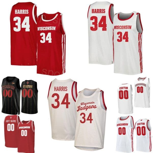 Print College 34 Devin Harris Jersey Basketball University 1 Ben Brust 30 Jon Leuer 11 Taylor 3 Trevon Hughes 15 Sam Dekker 44 Frank Kaminsky Womans Child Men WB