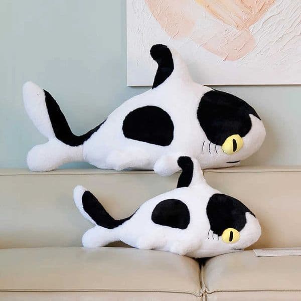 Soft 3Sizes Shark Plush Toy Stuffed Animal Pillow Cute Black White Shark Doll For Birthday Gifts Doll Gift For Children M260608