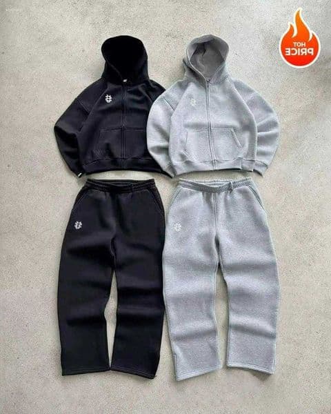 Mens Tracksuits Fashion Jogger Sweatpants Loose Embroidery Labeled Open Leg Wide Pants Trendy Pocket Couple Straight Hoodie Q260608