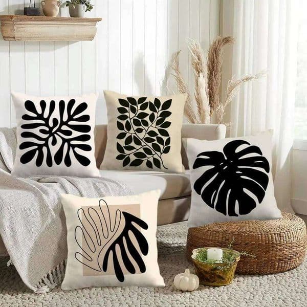 Classic Modern Flowers Cushion Cover Double-Sided Printed Organic Linen Pillow Cover, Decorative for Sofa Home 26L0608 Pillow case
