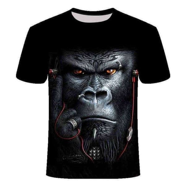 2025 Animal Digital Print Men's Short Sleeve Funny Gorilla 3D Short Sleeve Summer T-Shirt Loose Tume Hot Sale F3d 98C
