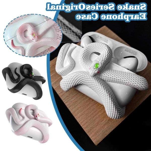 Snake Wireless Earphone Protective Shell Case 3D Winding Snake Resin Decoration Earphone Accessories for AirPods Pro/Pro 1/2/3/4 L260608