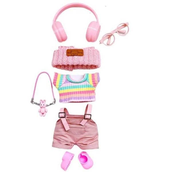 No baby dollsSuitable 2026 New Doll For Accessories Labubu V1 V2 V3 17Cm Cute Trendy Cool Rainbow Tshirt Shoe Set Only Clothes No Dollsxj250903 Toys 002 Y260608