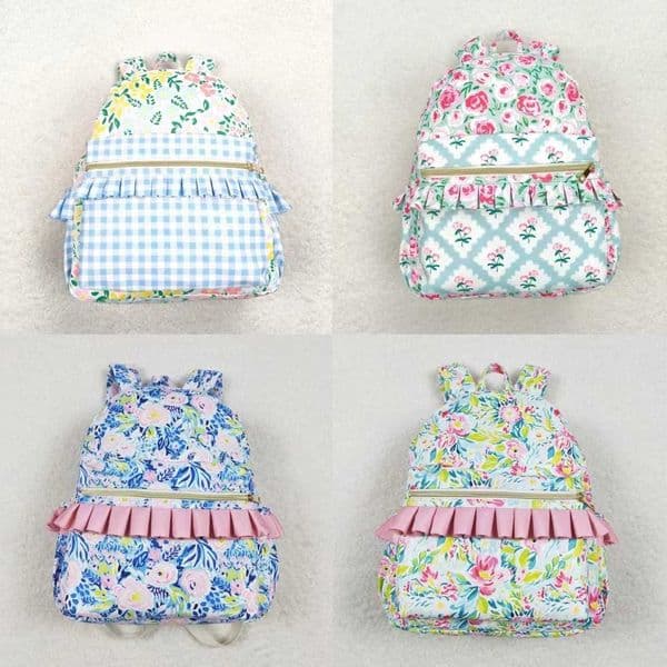 Wholesale Baby Girl Backpack Floral Ruffle Daypack Toddler Children Outdoor Portable Kids Flower Boutique School Bag L260608