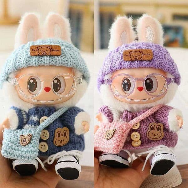 No baby dollsaccessories Labubu shoe clothes replacement sweaters glasses complete set Labubu clothes Labubu accessories plush cute Y260608