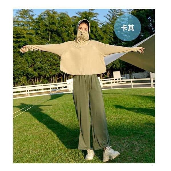 Women's Ice Silk Sun Protection Jacket For Summer, UV Protection, Loose Fit, Hooded Sports Coat 082
