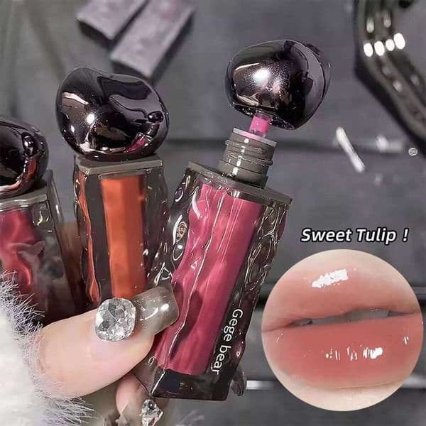Gege bear Watery Glassy Lip Gloss & Glaze, Mirror Shine Lipstick, Hydrating Gloss, Long-Lasting, Non-Stick Cup, Moisturizing J260608