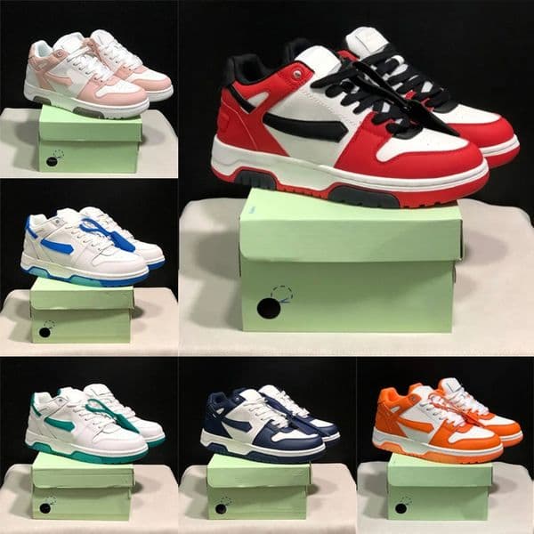 Designer Casual Shoes Out Of Office White Black Grey Olive Green Red Sand Lilac Pink Navy Blue Celadon Men Women Trainers Leather Skateboard Outdoor Sneakers 36-45