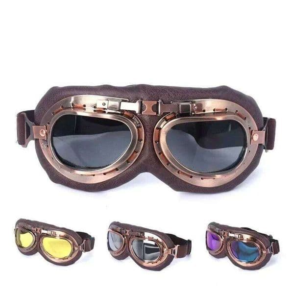 Retro Motorcycle Glasses Vintage Moto Classic Goggles for Harley Pilot Steampunk ATV Bike Copper Helmet 1Pcs J260608