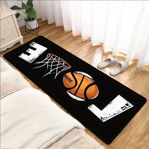 Basketball-Themed VIKAMA Alphabet Rug Non-Slip Noise-Reducing Rug for Bedside Entrance and HallwayHome Furnishings D260608