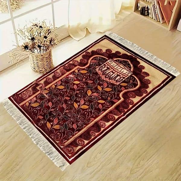 Ethnic-Style VIKAMA Muslim Prayer Mat Washable Islamic Prayer Rug for Home Travel and Worship in Mosques D260608