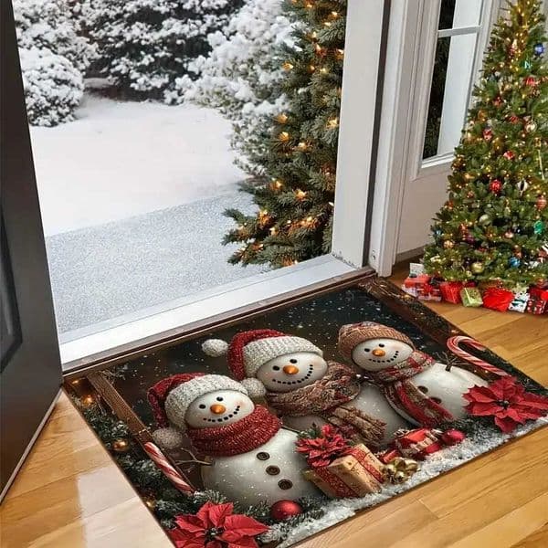 1PC VIKAMA Christmas Snowman Welcome Holiday Doormat for Living Room Kitchen Bedroom and Laundry Christmas Decor D260608