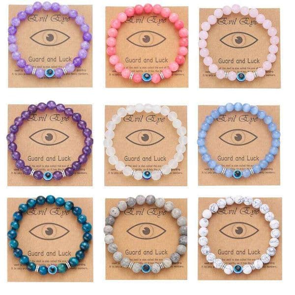 Multicolor Evil Eye Beaded Men 8MM Bead Adjustable Elastic Bracelet Health Protection For Women Soul Jewelry Gift