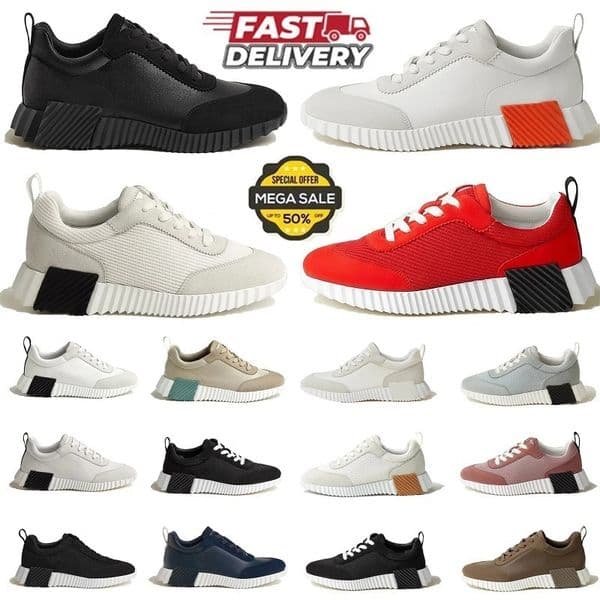 Designer Shoes Bouncing Sneakers Suede Leather Trainers Breathable Casual Shoes Men Women Trainers Patchwork Running Shoes nonslip rubber sole Sneakers H Word