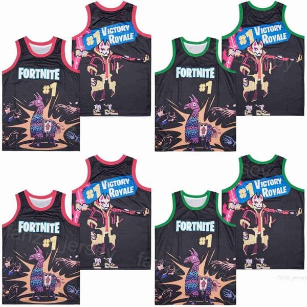 Men Basketball Moive 1 Victory Royale Fortnite Jerseys Black Team For Sport Fans Retro HipHop College Breathable University Vintage High School Retire Outdoor