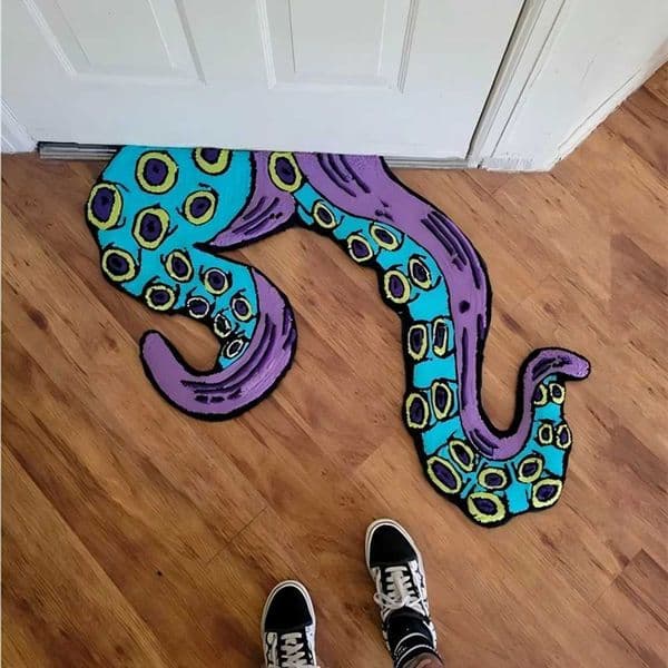 Tentacle Kraken Floor Mat Colorful Octopus Design Entry Mat Halloween Christmas Home Decor Octopus Theme Living Room Kitchen Rug D260608