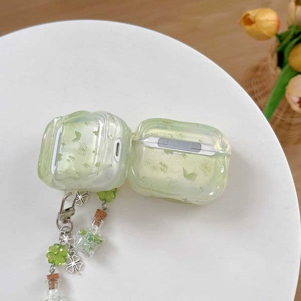 jj 5D91 Green flower butterfly is suitable for airpods4 earphone protective case new airpodspro2 protective case pro2 L260608
