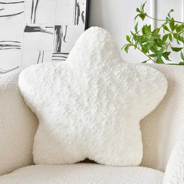 Star Shaped Plush Pillow Soft 149 Faux Fur Decorative Throw for Couch Bed Sofa in White H260323 Y260608