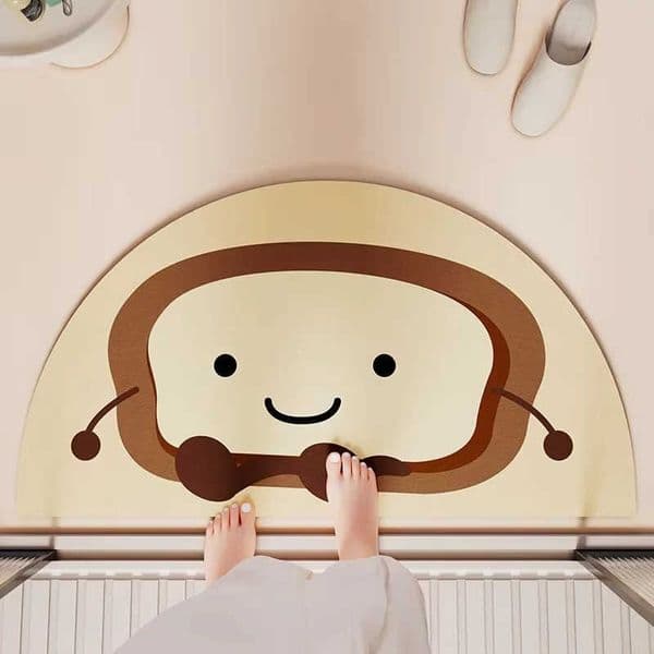 Adorable VIKAMA Toast-Shaped Semi Circular Bathroom Mat Quick Drying Non Slip Bathroom Mat With Superior Water Absorption D260608