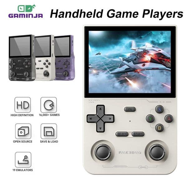 GAMINJA K36 Handheld Game Console 35Inch I 640x480 Screen Built in 64GB Simulator Games Portable Handheld Game Console T260608