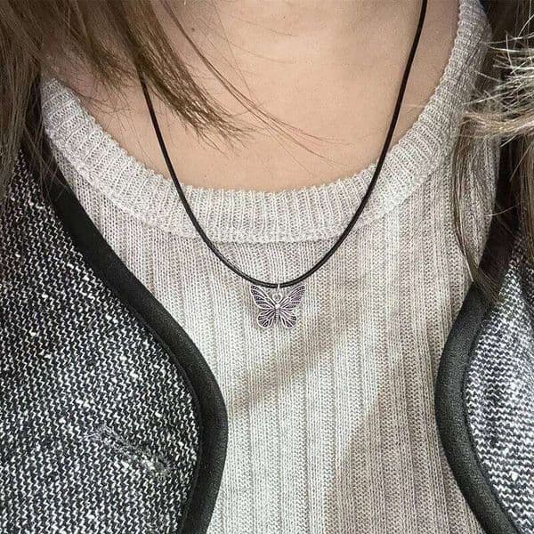 Bohemian Style Butterfly Pendant Necklaces For Women Trendy Ladies Stainless Steel Neck Chain Jewelry Party Gift