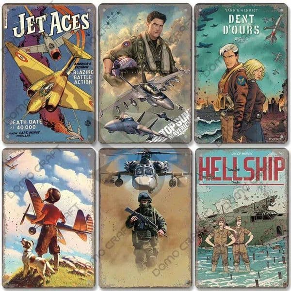 Vintage Airplane Plaques Plate Top Air Force Jet Aces Fighter Retro Metal Tin Signs Club Man Cave Home Wall Decor 26Y0608
