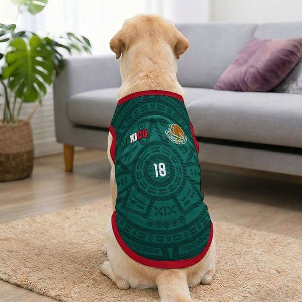 Dog Shirt Mexico Obed Vargas NO.18 2026 World Cup The Mexican Soccer Jersey Pet Costume Dogs Cats Vest Jerseys for Small Medium Large Pets Football Shirts for Pets