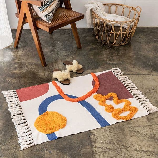 Rug Cotton Modern Nordic Geometric Area Carpet Home Tapetes Living Room Decoration Floor Mat Door Mats Rugs Hotel Decor 60x90cm D260608