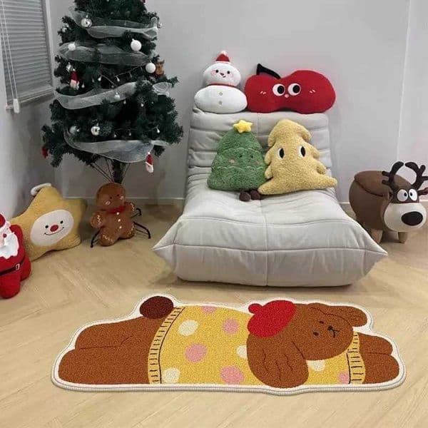 Cute VIKAMA Cartoon Puppy Bedside Carpet Ultra-Fine Sand Irregular Childrens Room Bedroom Floor Mat D260608