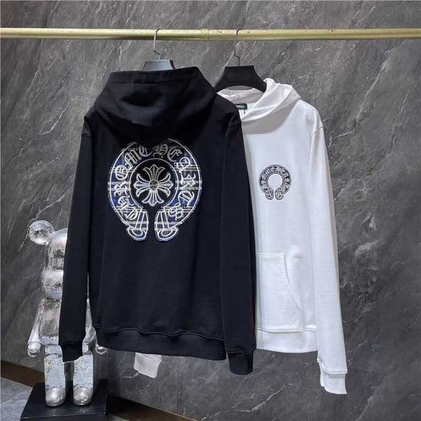 High quality designer clothing Trendy brand CH cross and horseshoe color-blocked patch embroidery casual unisex hooded sweatshirt