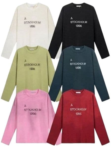 Designer T Shirts Mens Womens STOCKHOLM 1996 long sleeve T-shirts Tees ac Shirt Streetwear Studioly Shorts Tshirts Size S-XL